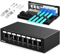 Enmane Patch Panel 8 Port Blank Keystone Patch Panel STP&UTP Compatible with LC/SC/ST/FC/USB/HDMI Keystone Jack for Desk Mount Home Ethernet Termination Box