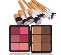 EnMart 12 Color Blush Palette, Color Correcting Concealer Foundation Palette, Makeup Brush Set, Highlighter Bronzer Contour Concealer Cream Matte Long Lasting Brightening Blush Face Cosmetics
