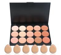 EnMart 15 Colors Contour Palette, Concealer Palette, Long Lasting Correcting Concealer, Natural Finish Cream Foundation with 6 Powder Puffs