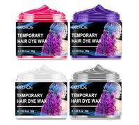 EnMart 4 Pcs Temporary Hair Color Wax 120g, Hair Colour Wax, Natural Hair Color Wax Mud, Wash Out Instant Hair Color DIY Hairstyle Hair Dye Cream, Hair Color Dye for Women Kids(Red,Purple,Grey,White)