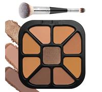 EnMart 9 Colors Contour Palette, Concealing, Highlighting Makeup Kit, Long Lasting Correcting Concealer, Natural Finish Cream Foundation with Brush