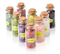 EnMart 9PCS Crystal Gemstone Bottles Set, Healing Crystal Tumbled Stones Collection Kit, Mini Natural DIY Craft Quartz Gravel Wishing Bottle for Yoga, Reiki, Healing, Meditation, Chakra Balance