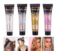 EnMart Body Glitter Gel Gold, Face Glitters Body Gel Sequins Shimmer Liquid Eyeshadow, Cosmetic Festival Glitter Face Paint for Face, Body, Hair, Eyes, Nails, DIY Art Christmas Makeup Decoration(A)