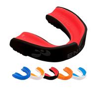 Enmo Maxilla Gel Mouthguard - with Case, Adults & Kids 10+, Breathing Channel Technology, Boil & Bite, Comfortable, Anti Microbial, Rugby, Boxing, MMA, Judo, Hockey & All Contact Sports, Black & Red