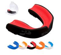 Enmo Maxilla Gel Mouthguard - with Case, Adults & Kids 10+, Breathing Channel Technology, Boil & Bite, Comfortable, Anti Microbial, Rugby, Boxing, MMA, Judo, Hockey & All Contact Sports, Black & Red