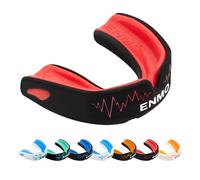 Enmo Maxilla Pro Gum Shield - Adult & Junior 10+ Mouth Guard with Case for Rugby, Boxing, Hockey and Contact Sports - Mouthguard with Boil & Bite, Breathing Channel Tech, Triple Layer - Black/Red
