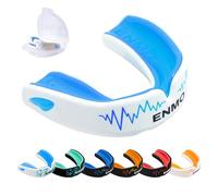 Enmo Maxilla Pro Gum Shield - Adult & Junior 10+ Mouth Guard with Case for Rugby, Boxing, Hockey and Contact Sports - Mouthguard with Boil & Bite, Breathing Channel Tech, Triple Layer - White/Blue