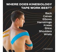 ENMO Uncut Kinesiology Tape - with Extra Adhesive Cotton for Relief & Support, Ideal Support for Tennis Elbow, Runner's Knee, Plantar Fasciitis, Ankle & Muscle Strains - Black Sports Tape