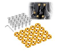 Enmoo 20 Pieces Billet Aluminium Mudguard Bumper Washer Bolts Motor Bay Dress Up Fastener Kit Lisence Plate Decor Bolts M6 Bolt Screw Accessories (Gold)