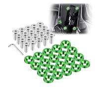 Enmoo 20Pcs Billet Aluminum Fender Bumper Washer Bolt Engine Bay Dress Up Fastener Kit Lisence Plate Decor Bolts M6 Bolt Screw Accessories (Green)