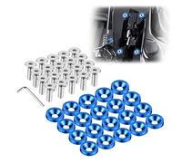 Enmoo 20Pcs Billet Aluminum Fender Bumper Washer Bolt Engine Bay Dress Up Fastener Kit Lisence Plate Decor Bolts M6 Bolt Screw Accessories (Blue)