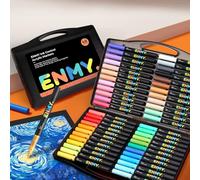 ENMY 48 Colours Acrylic Markers Brush Tip - Direct Liquid Acrylic Paint Pens for Anime Drawing, Illustration, Fabric, Rock, Wood, Glass, Paper, Craft Supplies for Artists