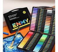 ENMY 60 Colours Acrylic Markers Brush Tip - Direct Liquid Acrylic Paint Pens for Anime Drawing, Illustration, Fabric, Rock, Wood, Glass, Paper, Craft Supplies for Artists