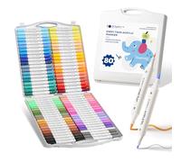 ENMY 80 Colors Acrylic Markers Dual Tip Fine & Brush - Multicolour Permanent Paint Marker Set for Artists - Rock, Wood, Canvas, Glass, Anime DIY Crafts with Case