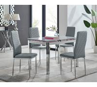 ENNA White Glass Chrome Extending Dining Table & 4/6 Faux Leather Dining Chairs
