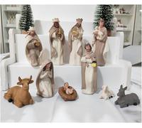 ENNAS Nativity Sets for Christmas 10 Pieces - Hand Painted Nativity Scene Indoor, 4.8" Classic Figurines Holy Family Jesus Manger Crib Ornament, Xmas Decorations