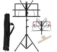 ENNBOM 2-in- 1 Music Stand Portable Folding Sheet Music Stand Adjustable Music Sheet Clip Professional Music Sheet Holder with Carry Bag (Pack of 1)