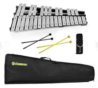 ENNBOM 30 Notes Foldable Glockenspiel Xylophone Vibraphone Percussion Instrument (Black Frame, 4 Mallets)