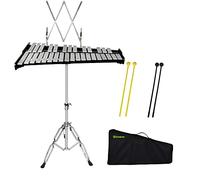 ENNBOM 32 Note Black Glockenspiel with Music Sheet Clip Xylophone Instrument Set Equipped with Adjustiable Height Frame（32 Note, Black）