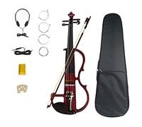 ENNBOM Beginner 4/4 Electric Violin Ebony Silent Violin Electric Violin Introductory Set (Wine red)