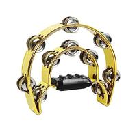 ENNBOM Metal Jingles Half-Moon Tambourine, Double Row, 20 Pairs Jingle Bells, Gold, Church, KTV, Party