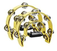 ENNBOM Metal Jingles Hand Held Half-Moon Musical Tambourine for Church, KTV, Party (Gold-2 PCS)