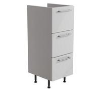 Ennis Gloss Light Grey Modern Freestanding Bathroom & Wet Room 3 Drawer Base Unit (W)295mm (H)820mm