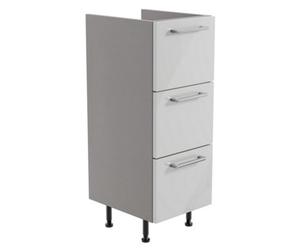 Ennis Gloss Light Grey Modern Freestanding Bathroom & Wet Room 3 Drawer Base Unit (W)295mm (H)820mm