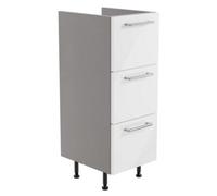 Ennis Gloss White Modern Freestanding Bathroom & Wet Room 3 Drawer Base Unit (W)295mm (H)820mm