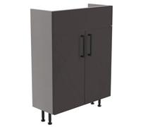 Ennis Matt Graphite Contemporary Freestanding Fitted Bathroom Slim Vanity Base Unit (W)600mm (H)820mm