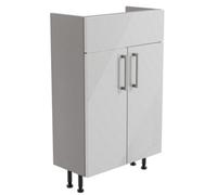 Ennis Slim Slimline Gloss Light Grey Double Freestanding Bathroom Vanity Unit (H) 820mm (W) 495mm