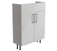 Ennis Slim Slimline Gloss Light Grey Double Freestanding Bathroom Vanity Unit (H) 820mm (W) 595mm