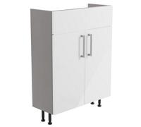 Ennis Slim Slimline Gloss White Double Freestanding Bathroom Vanity Unit (H) 820mm (W) 595mm