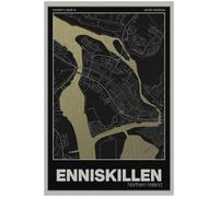 Enniskillen Street Map Poster Print | Northern Ireland | Gold | A3