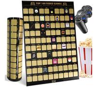 Enno Vatti Top 100 Video Games Bucket List Scratch Poster - Modern Design Scratch Off Cards - Fresh Illustrations of 100 Bucket List for Video Game Enthusiasts - Gift for Video Game Lovers