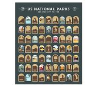 Enno Vatti US National Parks Scratch Off Poster & Map for All 63