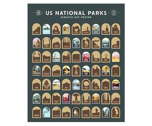 Enno Vatti US National Parks Scratch Off Poster & Map for All 63