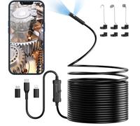 Ennovor 7.9mm Dual-Lens Endoscope Inspection Camera, 1920P HD Borescope Cameras, 8 Adjustable LED Lights, 32.8FT/10M Semi-Rigid Snake Endoscope, IP67 Waterproof Inspection Camera for Android4.4+ iOS9+