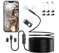 Ennovor Dual-Lens Endoscope Inspection Camera, 1920P HD Borescope with 8 Adjustable LED Lights, 16.4ft Flexible Snake Inspection Cameras, IP67 Waterproof 7.9mm Drain Camera, Android iOS Tablet Samsung