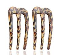 ENNSOO French Pin, Three-Tooth U-Shaped Hair Clips, French Pins for Thick Hair, Resin Hair Pins for Styling, Hair Accessories Gifts for Women, 2 Pcs, Coffee