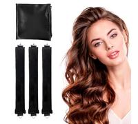 ENNSOO Heatless Hair Curler, Velvet Rods with Hook for Blowout Curls, Overnight Hair Curling Set for All Hair Types, Satin Heatless Curling Set with Scarf for Sleeping, Women, 3pcs, Black