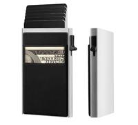 ENNSOO Mens Wallet Card Holder, Slim Wallet with Pop Up Aluminum Case, Smart, RFID Blocking, Slim Front Pocket Wallet for 5-6 Card Capacity, Birthday Gifts for Men, Minimalist, Silver, General