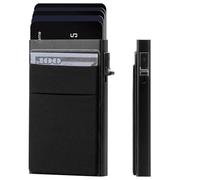 ENNSOO Mens Wallet Card Holder, Slim Wallet with Pop Up Aluminum Case, Smart, RFID Blocking, Slim Front Pocket Wallet for 5-6 Card Capacity, Birthday Gifts for Men, Minimalist, Black, General