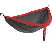 ENO Doublenest Hammock Red Charcoal Soft Breathable Fabric 70 Denier High Tenacity Nylon Taffeta Fast Dry Heavy Duty Triple Stitched Compression Stuffsack Aluminium Wiregate Carabiners Weight 539 g