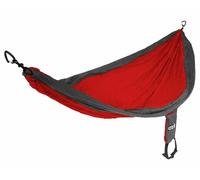ENO Singlenest Hammock Red Charcoal Soft Breathable Fabric 70 Denier High Tenacity Nylon Taffeta Heavy Duty Triple Stitched Fast Dry Compression Stuffsack Aluminium Wiregate Carabiners Weight 454 g