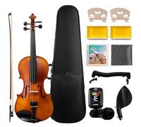 ENO MUSIC 4/4 Full Size Violin Kit for Beginners and Adults with Violin Rosin, Bow and Hard Case All the Stringed Musical Instruments Accessories Included