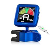 ENO MUSIC Rechargeable Type-C Quick Charge Easy Control Big LCD Display Easy Reading Clip-on Tuner for 4/4 Violin Viola Bass, Blue