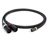 enoaudio Mogami 3106 Stereo Microphone Cable, HiFi Y-Audio Cable | VIABLUE 24k Gold T6S Jack Plug 3.5mm Stereo - Neutrik Gold XLR male - 2.0 m