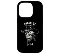 Enoch Utah USA Cowboy Skull Distressed Design Case for iPhone 14 Pro