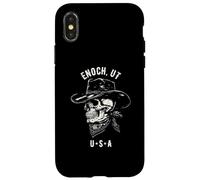 Enoch Utah USA Cowboy Skull Distressed Design Case for iPhone X/XS